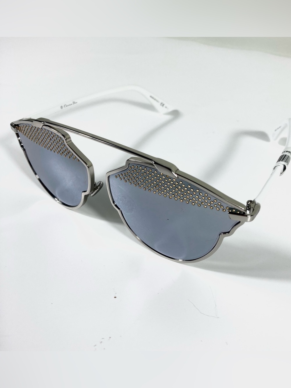 Christian Dior So RealS Studded 85LDC Palladium White Sunglasses Mirror NWT - Picture 3 of 17